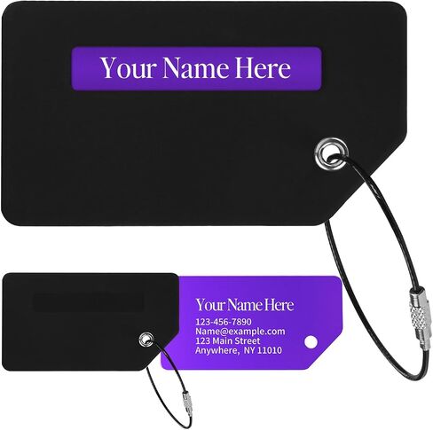 Personalized Luggage Tags for Suitcases, 2Pack Custom Metal Luggage Tag for Bag with Silicone Sleeves, Durable Travel Tags, Laser Engrave Name Text, Gift for Travelers (Fluorescent Green,3.5x2 in) in Kuwait