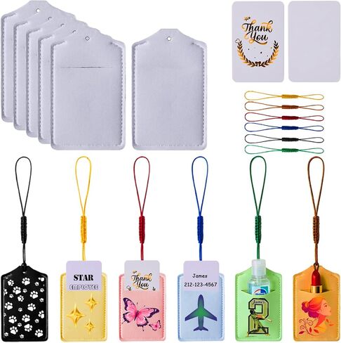 Sublimation Blank Luggage Tag Double-Sided | 30 Sets Ideal Sublimatable Suitcase Labels with Colorful Strings & Thank You Cards | Customized Lightweight Neoprene Badge Gift to Men Women Teens in Kuwait