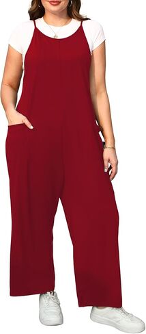 Plus Size Jumpsuits for Women Wide Leg Stretchy Overalls with Pockets US 1X-5X Casual Sleeveless Romper Outfits in Saudi Arabia
