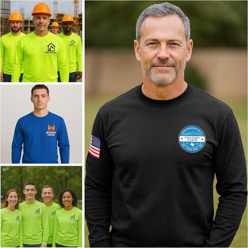 2 Pack Custom Heavy Cotton Shirt for Men – Personalized Long Sleeve Tee Add Logo, Text, or Image Custom Shirts in Kuwait