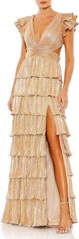Ruffle Tiered Criss Cross Lace Up Gown in Saudi Arabia