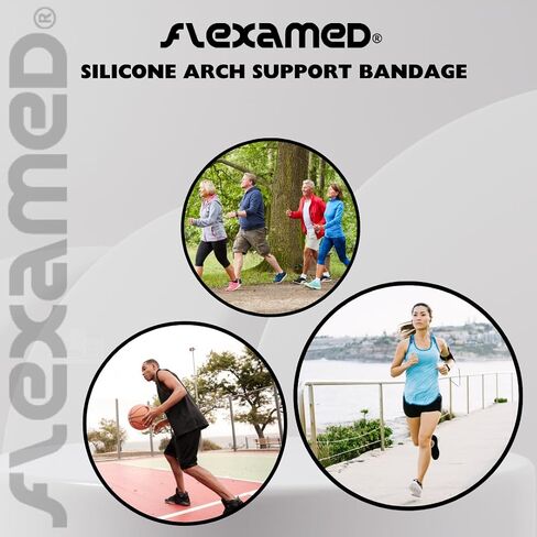 FlexaMed Silicone Adjustable Elastic Arch Plantar Fasciitis Bandage Brace Pair- Small in Kuwait