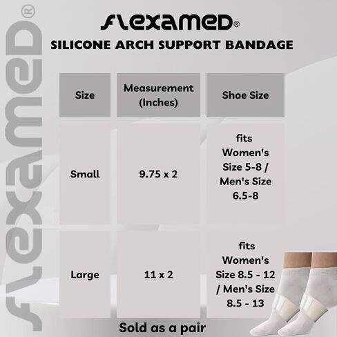 FlexaMed Silicone Adjustable Elastic Arch Plantar Fasciitis Bandage Brace Pair- Small in Kuwait