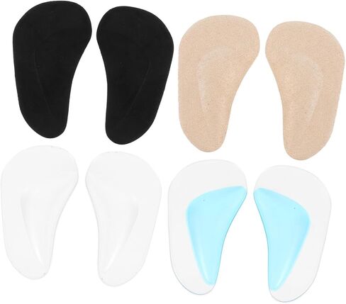 TEHAUX 8pcs Orthotic Shoe Insoles Flat Foot Arch Gel Support Cushions for in-Toeing Correction, Healthy Foot Arch Pads for Toddlers and Children, 4 Pairs Small Size Clear Blue Black Beige in Kuwait