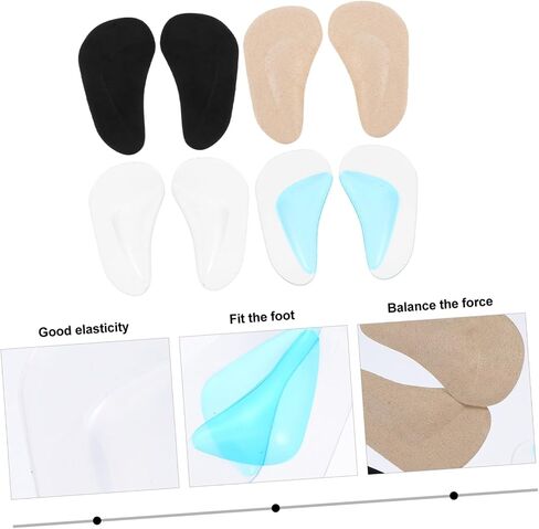TEHAUX 8pcs Orthotic Shoe Insoles Flat Foot Arch Gel Support Cushions for in-Toeing Correction, Healthy Foot Arch Pads for Toddlers and Children, 4 Pairs Small Size Clear Blue Black Beige in Kuwait