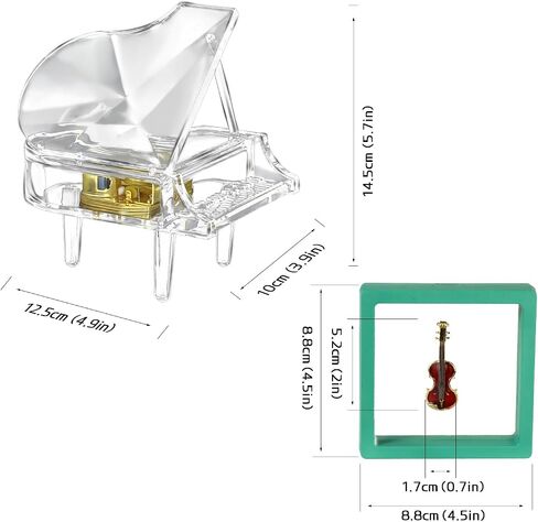 Transparent - Piano Music Box Mechanical Clockwork Crystal Piano High-End Acrylic Ornament Crystal Craft (Music: Canon) in Saudi Arabia