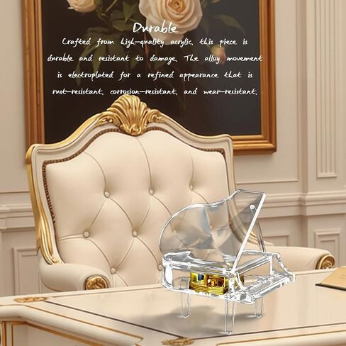 Transparent - Piano Music Box Mechanical Clockwork Crystal Piano High-End Acrylic Ornament Crystal Craft (Music: Canon) in Saudi Arabia