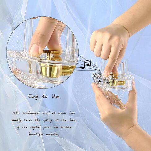 Transparent - Piano Music Box Mechanical Clockwork Crystal Piano High-End Acrylic Ornament Crystal Craft (Music: Canon) in Saudi Arabia