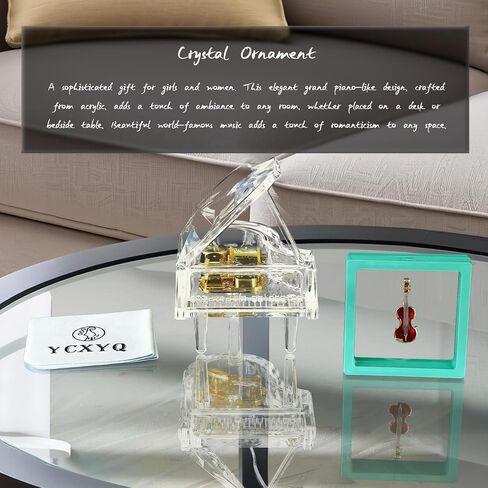 Transparent - Piano Music Box Mechanical Clockwork Crystal Piano High-End Acrylic Ornament Crystal Craft (Music: Canon) in Saudi Arabia