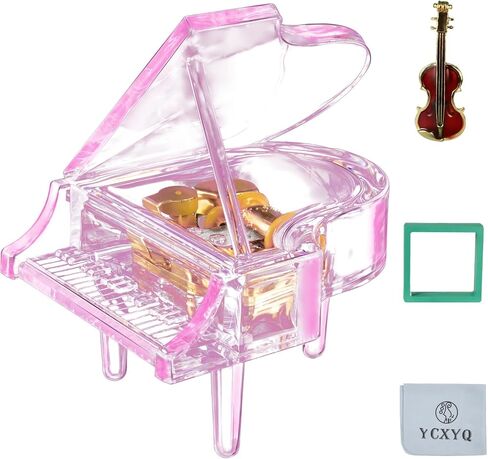Transparent - Piano Music Box Mechanical Clockwork Crystal Piano High-End Acrylic Ornament Crystal Craft (Music: Canon) in Saudi Arabia