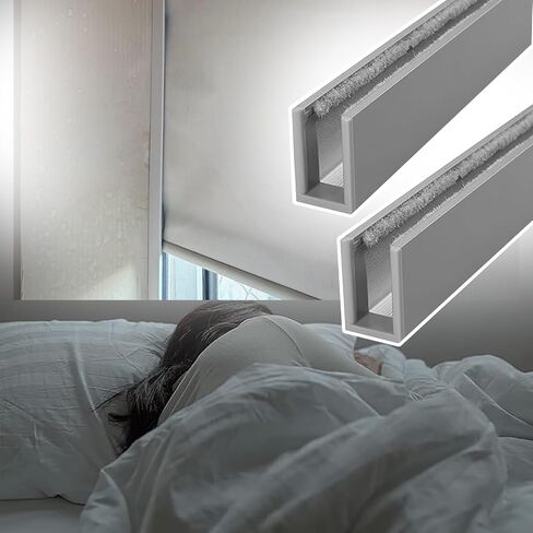 Blackout Roller Blind Side Tracks, U-Channel Light Blocking Strips for Superior Window Shades, Nursery & Kids Room Curtain Rail, Maximize Light Control & Privacy,Black 2 Pcs,104cm(40.9in) in Kuwait