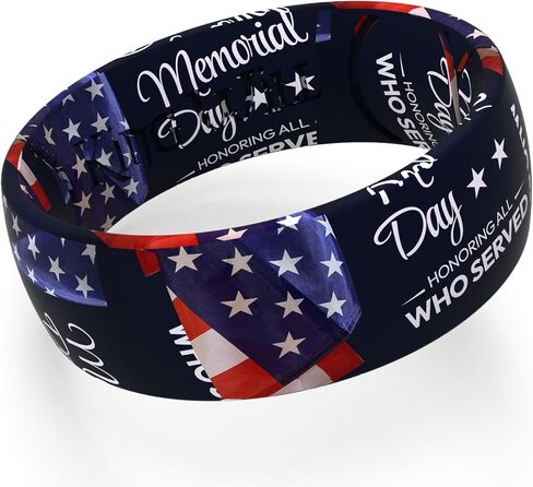 King Will Men's Silicone Wedding Ring, Patriotic American Flag Series with Breathable Inner Texture-7mm Wide 2mm Thick Durable Rubber Wedding Band in Black, Blue &Red, Flexible Size 8-11 in Kuwait