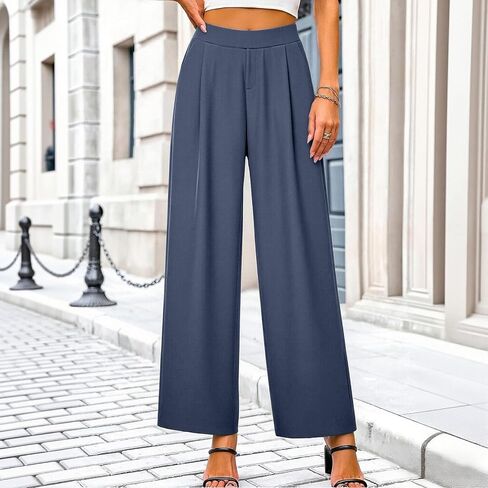 Ctreela Women Wide Leg Dress Pants Casual Flowy High Rise Palazzo Trousers with Pockets Work Office Streetwear Clothes in Kuwait