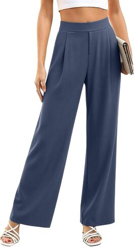Ctreela Women Wide Leg Dress Pants Casual Flowy High Rise Palazzo Trousers with Pockets Work Office Streetwear Clothes in Kuwait