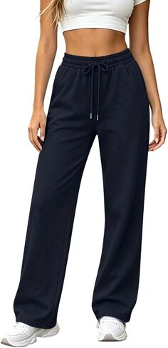 Sweatpants Women Drawstring Elastic Waisted Wide Leg Casual Baggy Lightweight Quick Dry Outdoor Workout Athletic Gym in Kuwait