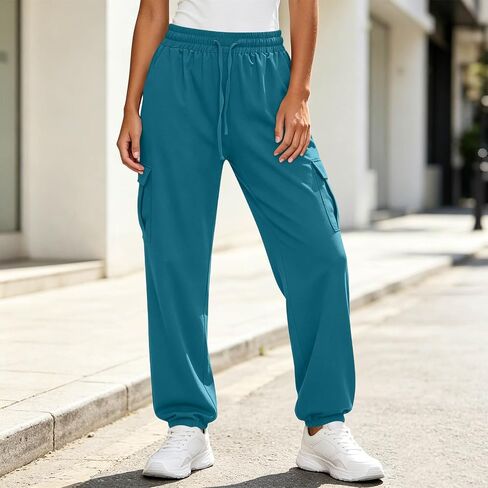 Sweatpants Women Drawstring Elastic Waisted Loose Fit Casual Baggy Lightweight Outdoor Workout Athletic Gym Jogger Pants in Kuwait