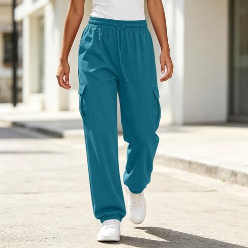 Sweatpants Women Drawstring Elastic Waisted Loose Fit Casual Baggy Lightweight Outdoor Workout Athletic Gym Jogger Pants in Kuwait