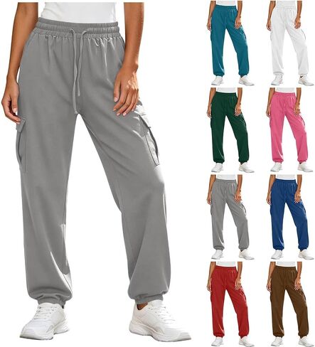 Sweatpants Women Drawstring Elastic Waisted Loose Fit Casual Baggy Lightweight Outdoor Workout Athletic Gym Jogger Pants in Kuwait