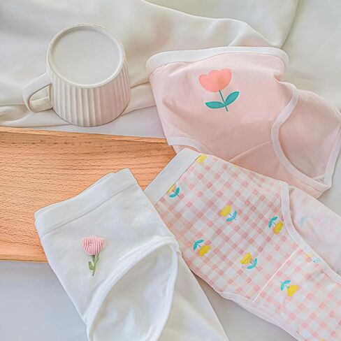 Women’s Cute Panties 5 Pack, Pink Tulip Floral Soft Breathable Kawaii Mid-Rise Underwear Briefs for Girls in Saudi Arabia