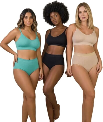 Rhonda Shear 3 Pack Ribbed Seamless Brief with Lace Trim in Kuwait