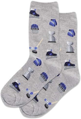 Hot Sox Kid's Hockey Crew Socks 1 Pair, Grey Heather, Kid's Large/Extra Large in Kuwait