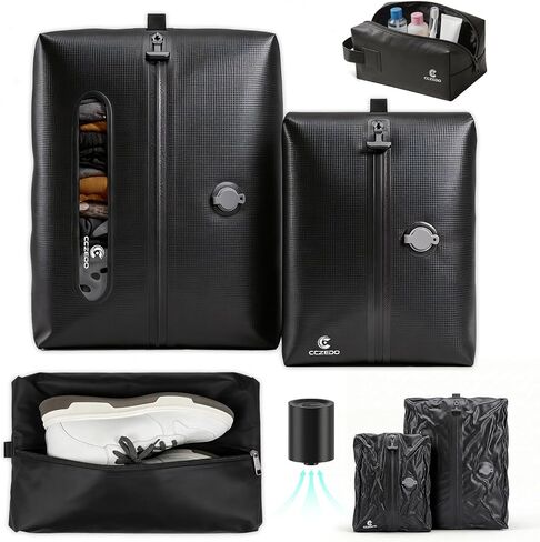 Compression Packing Cubes for Travel with Electric Pump, Vacuum Travel Organizer Set for Carry-On Luggage, Shoe Bag & Toiletry Bag, 5-Piece in Saudi Arabia