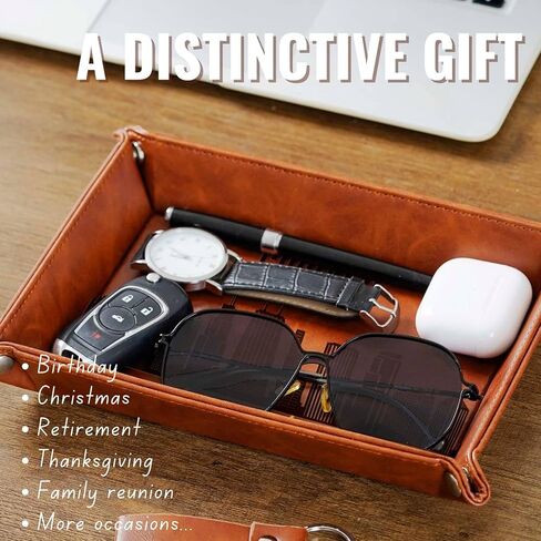 InnoBeta Chicago City Skyline Gifts for Chicago Lovers, Chicago Souvenir, Skyline Map Valet Tray for Him, Male, Boyfriend, Son, Husband, Dad, Desktop Organizer PU Leather Tray in Kuwait