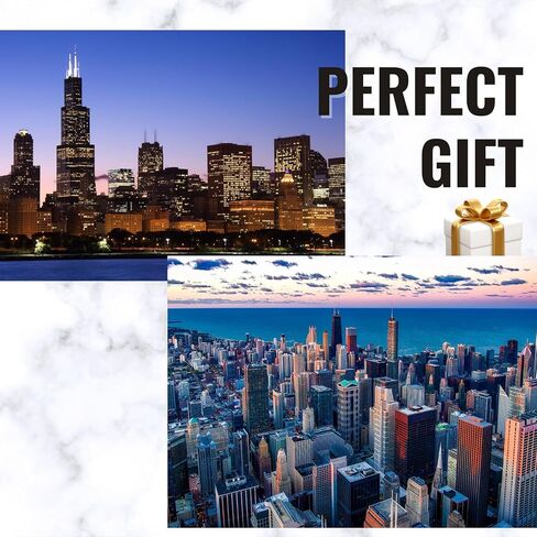 InnoBeta Chicago City Skyline Gifts for Chicago Lovers, Chicago Souvenir, Skyline Map Valet Tray for Him, Male, Boyfriend, Son, Husband, Dad, Desktop Organizer PU Leather Tray in Kuwait
