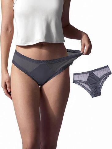 Womens Low Rise Lace Bikini Panties Satin Front Flattering Everyday Underwear Lyocell Silk-Blend Gusset in Kuwait
