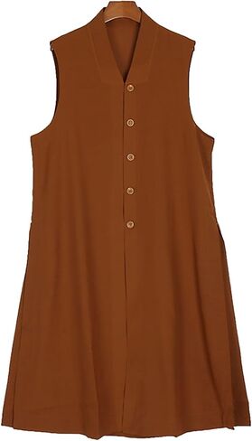 Kung Fu Costume Meditation Suit Zen Buddhist Vest,Long Vest Sleeveless Vest,Breathable Cool Summer Thin(Coffee)(2XS) in Kuwait