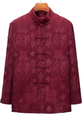 Traditional Chinese Shirt Kung Fu Top,Men Tang Suit Jacket, Spring and Autumn Tang Suit Men Jacket(Yellow)(4XL) in Kuwait