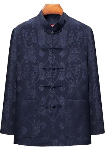 Traditional Chinese Shirt Kung Fu Top,Men Tang Suit Jacket, Spring and Autumn Tang Suit Men Jacket(Yellow)(4XL) in Kuwait