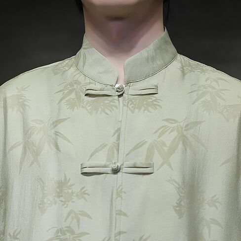 Tang Suit Top, Kung Fu Uniforms Martial Arts Suit, Chinese Traditional Clothes Kung Fu Tai Chi Shirts, Summer Tang Suit Men Shirt(Green)(3XL) in Kuwait