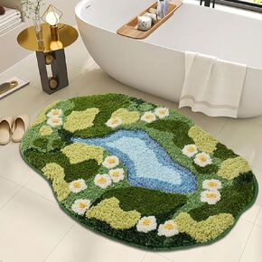 Sisher Moss Bath Mat,Cute Green Bathroom Rug Thick Bathroom Rugs Runner Rug Long Absorbent Non Slip Microfiber Rugs for Shower Floor, Sink, Bedroom, Home Accessories Decor, Moss Green 31"×21" in Saudi Arabia