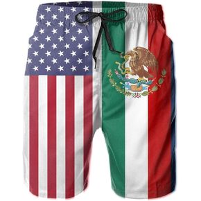 SARA NELL Men's Swim Trunks American Mexican Flag Surfing Beach Board Shorts Swimwear White in Saudi Arabia