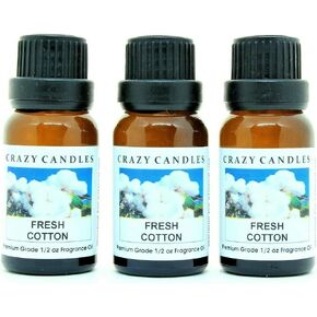 Crazy Candles Fresh Cotton 3 Bottles 1/2 FL Oz Each (15ml) Premium Grade Scented Fragrance Oil in Saudi Arabia