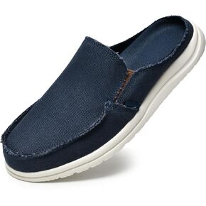 Mens Slip On Backless Loafers Canvas Deck Shoes Lightweight Cloth Flat Boat Slip-ons in Saudi Arabia