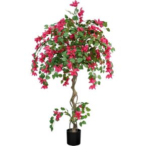 5FT Artificial Bougainvillea Tree with Realistic Pink Silk Flowers, Tall Faux Flowering Plant in Pot for Indoor Outdoor Home, Living Room, Porch, Patio Decor in Saudi Arabia