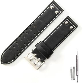 22mm Black Leather Watch Band Strap Compatible with Hamilton H760250 H77616533-22mm Hamilton Leather Watch Strap in Saudi Arabia