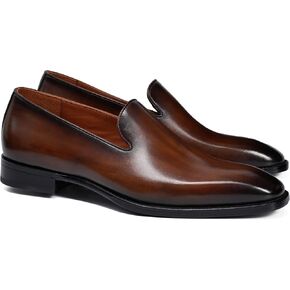 Men's Genuine Leather Loafers Hand-Dyed Leather Sole Slip-On Dress Shoes in Kuwait