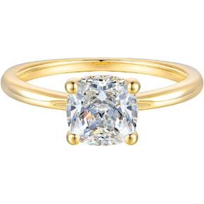 14K Gold Solitaiire Engagement Ring Cushion Cut Simulated Diamond Cubic Zirconia Engagement Rings for Women in Saudi Arabia