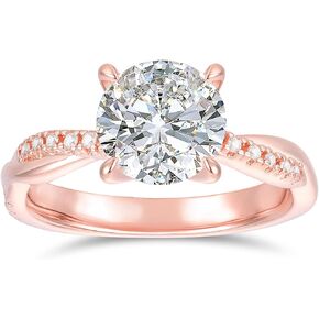 14k Gold Moissanite Ring 14K Gold 2ct Round Cut Petite Twisted Moissanite Engagement Rings for Women in Saudi Arabia