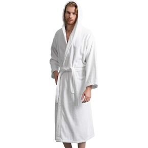 Men's Hooded Turkish Terry Bathrobe - 100% Cotton Kimono Style Robe for Men - Absorbent & Comfortable - Soft & Quick Dry in Saudi Arabia