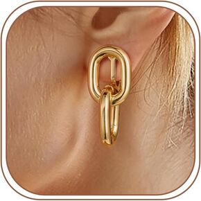 Awinesn Paperclip Chain Clip on Earrings for Women Hypoallergenic Gold Paperclips Link Clip Earrings for Women 14K Gold/Silver Plated Knot Earring for Women Fashion Statement Jewelry Gifts in Saudi Arabia