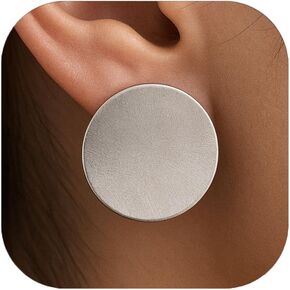 Gold/Silver Round Textured Disc Drop Clip On Earrings Women, Chunky Statement Studs Earrings Clips for Non-Pierced Ears,20mm in Saudi Arabia