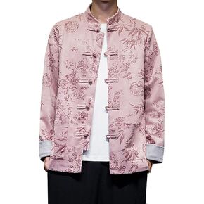 Autumn and Winter Tang Suit,Chinese Style Retro Chinese Tang Suits Large-Size Jackets Retro Casual Tang Suits (Pink,Black,Light(Black)(3XL) in Kuwait