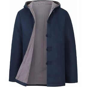 Tang Suit Traditional Costume Kung Fu Long Sleeve Wear for Men,Tang Suit Jacket Chinese Winter Thickened Hoodie(Blue)(M) in Kuwait