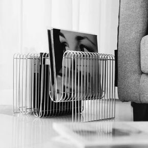 Modern Metal Magazine Rack, home decor accent，Silver Wire Book Organizer, 15.75x11.81x11.81 Inch, Decorative Storage Display Shelf for Living Room（M-shape） in Saudi Arabia