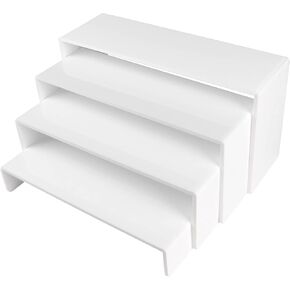 ELEGANTLIFE Acrylic Display Risers Set of 4, 4-Level Tiered Countertop Display Stands for Cupcakes, Mini Desserts, Jewelry, Cosmetics, Small Figures & Collectibles, White in Saudi Arabia