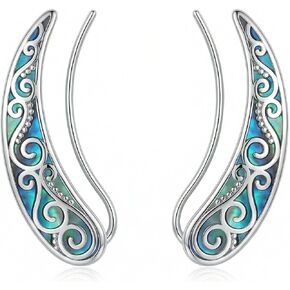Ear Crawler Earrings Sterling Silver Abalone Shell Ear Crawler Earrings Jewelry Gifts for Women in Saudi Arabia